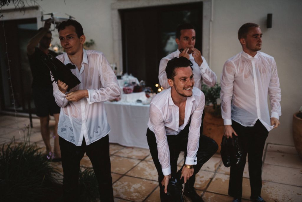 wet groomsmen at casa rupi